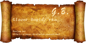 Glazer Boglárka névjegykártya